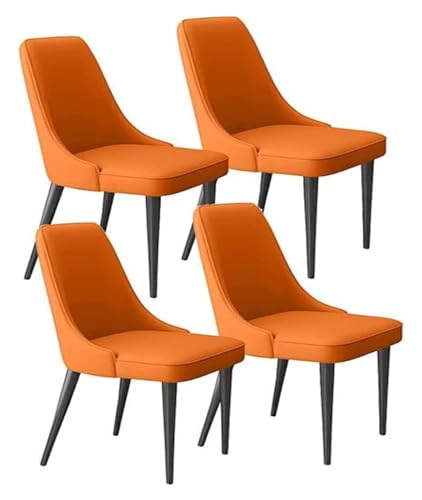 AJKKYFBI Esszimmerstühle aus Chai, Kunstleder, 4er-Set, Küchenzimmerstühle mit schützenden Fußpolstern und Metallbeinen, gepolsterte Küchenstühle (Farbe: Orange) von AJKKYFBI