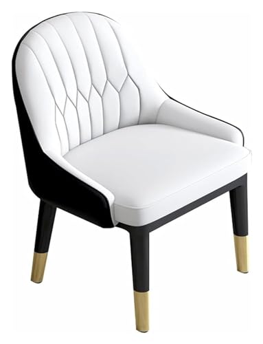 AJKKYFBI Esszimmerstühle aus PU-Leder, hohe Rückenlehne, weicher Sitz, Wohnzimmerstuhl, Metallbeine, Büro-Lounge-Stuhl (Farbe: Weiß + Schwarz, Größe: Größe) von AJKKYFBI