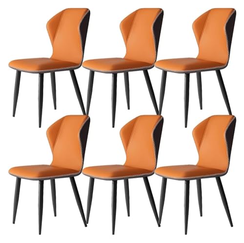 AJKKYFBI Esszimmerstühle aus PU-Leder mit Rückenlehne, weiches Kissen und Stuhlfüße aus Karbonstahl für Wohnzimmer, Schlafzimmer, Küche (Farbe: Orange, Größe: B) von AJKKYFBI