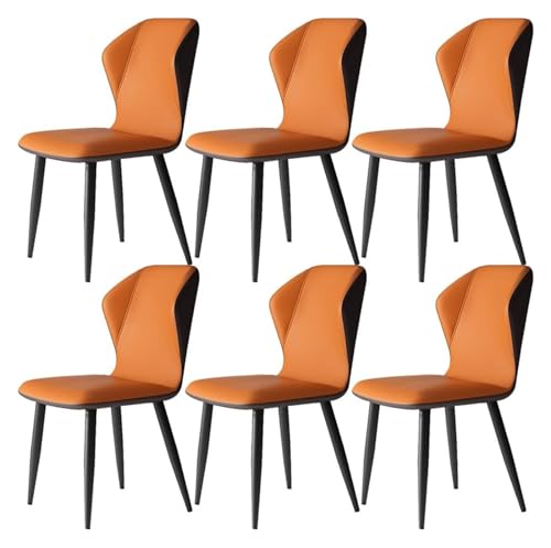 AJKKYFBI Esszimmerstühle aus PU-Leder mit Rückenlehne, weiches Kissen und Stuhlfüße aus Karbonstahl für Wohnzimmer, Schlafzimmer, Küche (Farbe: Orange, Größe: Grauer Wolf) von AJKKYFBI