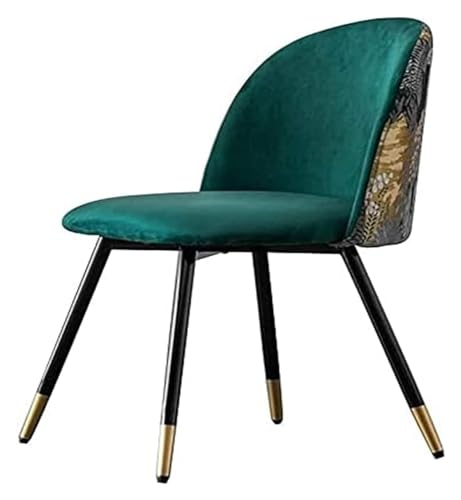 AJKKYFBI Esszimmerstühle mit Flanell-Stickerei, Bürostuhl mit Metallbeinen, Sitz und Rückenlehnen, Wohnzimmer-Lounge-Stuhl (Farbe: Grün, Größe: Größe) von AJKKYFBI