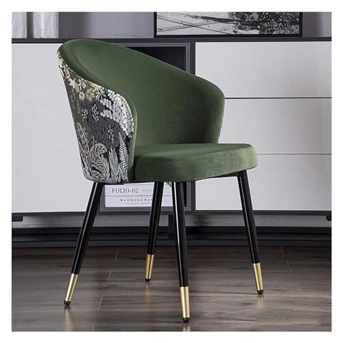 AJKKYFBI Esszimmerstuhl Chai, bestickt, Schlafzimmer, einfacher Stuhl mit Metallbeinen, Sitz und Rückenlehnen, Stühle (Farbe: Armeegrün, Größe: Größe) von AJKKYFBI