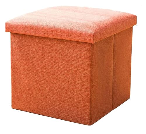 AJKKYFBI Ottomane Fußstützen-Aufbewahrungswürfel, faltbare Aufbewahrungsbox, Fußstütze, Tritthocker, gepolsterter Sitz, geeignet für Wohnheim, Wohnzimmer, Schlafzimmer (Farbe: Orange, Größe: 31 x 31 x von AJKKYFBI
