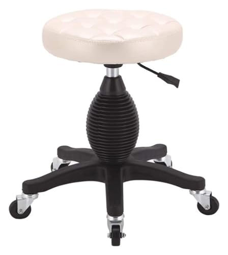 AJKKYFBI Rollhocker Hocker mit Rädern Schminkstuhl Verstellbarer Entwurf Massage Spa Hocker Rollsalon Hocker (Farbe: Blanc, Größe: B) von AJKKYFBI