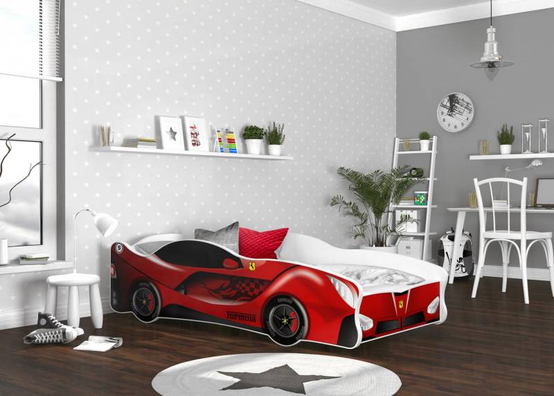 AJKmeble Autobett Kinderbett Jugendbett 80x160cm Gamerbett 18 DESIGNS WÄHLBAR (MADE IN EU - für Jungen und Mädchen, Paw Patrol Rennwagen, 160x80cm, beklebtes Spielbett für Ihr Kinderzimmer), VIELE DESIGNS WÄHLBAR von AJKmeble