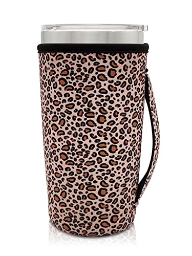 Isolierte Neopren-Schutzhüllen für Becher mit 590 ml, 590 ml, Yeti Rambler Ozark Trail Rtic, Starbucks Venti Cold (nur Becherhülsen) (Mini-Leopard) von AJLTPA