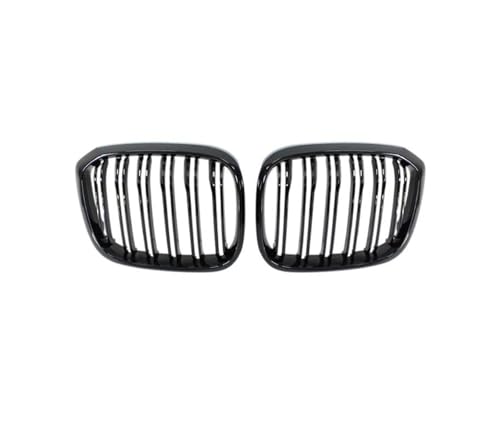 AJOHBM Nebel Lampe Grill Frontgrill-Renngitter Für B&MW G01 G08 X3 G02 X4 2018 2019 2020 2021 2022 Glänzend Schwarzer Frontgrill(Double Line Black) von AJOHBM