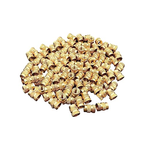 AJOYIB 100 Stück Messing-Heizeinsatz Innengewinde-Muttern Rändelmutter Einsatz Kunststoff-Heizmutter für 3D-Druck Projekt M2*4 * 3.5mm von AJOYIB