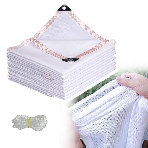 AJTXCSFOQL 80% Schattiernetz mit Osen Nach Maß, Weiß Sichtschutz Zaun 105 g/m² HDPE Sonnensegel füR Balkon Pflanzenschutz Gewächshaus, Windschutz UV-resistent Reißfest, mit Kabelbinder(2 x 3.0m) von AJTXCSFOQL