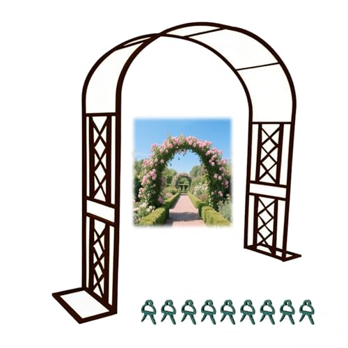 AJTXCSFOQL Rosenbogen Pergola Metall Stabil 1.4 2 2.8 3.2 2.4 1.8 m Wetterfest Rankgitter Rankhilfe Rankbogen Gartenbogen Torbogen Hochzeit(Braun,WxH 1.4x2.2m) von AJTXCSFOQL
