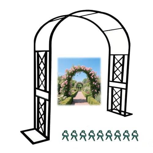 AJTXCSFOQL Rosenbogen Pergola Metall Stabil 1.4 2 2.8 3.2 2.4 1.8 m Wetterfest Rankgitter Rankhilfe Rankbogen Gartenbogen Torbogen Hochzeit(Schwarz,WxH 3x2.7m) von AJTXCSFOQL