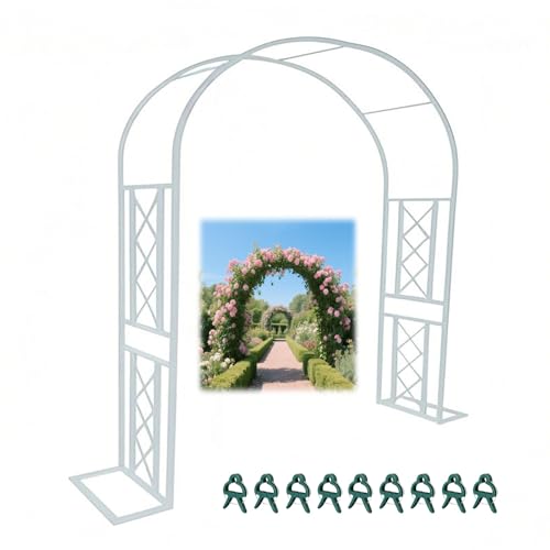 AJTXCSFOQL Rosenbogen Pergola Metall Stabil 1.4 2 2.8 3.2 2.4 1.8 m Wetterfest Rankgitter Rankhilfe Rankbogen Gartenbogen Torbogen Hochzeit(Weiß,WxH 2.6x2.7m) von AJTXCSFOQL