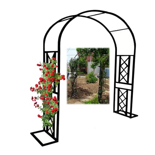 AJTXCSFOQL Rosenbogen Stabiles Metallgestell Torbogen Gartenbogen Rankgitter Rosenhilfe, Stahlrohr 20 mm, Garten Decoration und Verzierung Kletterer(Schwarz,240x240cm(94.5"x94.5")) von AJTXCSFOQL