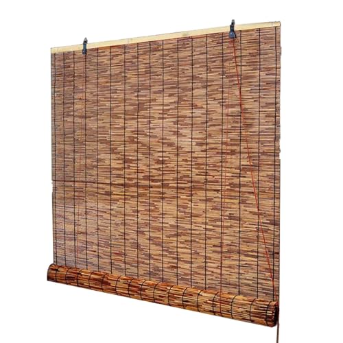 Bambusrollo Schilf Vorhang 50 65 80 100 120 140 160 cm Bambus Raffrollo Sichtschutz Sonnenschutzrollos für Terrasse Garten Küche Veranda Pool(160 cm x 160 cm) von AJTXCSFOQL