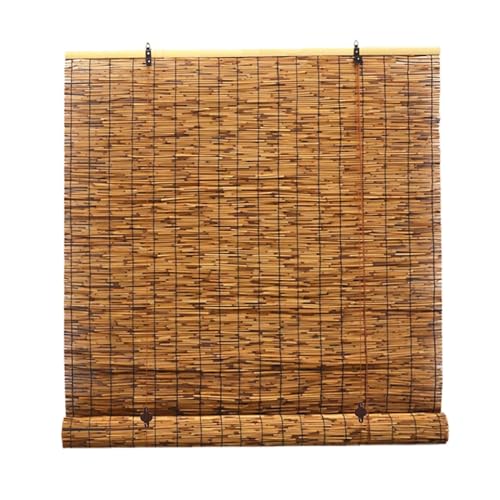 Braun Bambusrollo Sonnenschutz Bambus Rollos 30 35 45 60 75 80 100 125 140 155 Raffrollos Terrasse Schilf Vorhang Sichtschutz Jalousie für Fenster und Türen(55 x 163 cm) von AJTXCSFOQL