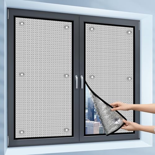 Reflektierende Aluminiumfolie Fensterfolie 45 60 70 85 120 150 cm Sonnenschutz Hitzeschutz 8 mm Dicke Wärmeisolierung Isolierfolie Sichtschutzfolie für Fenster Innen oder Außen(60cm x 100cm) von AJTXCSFOQL