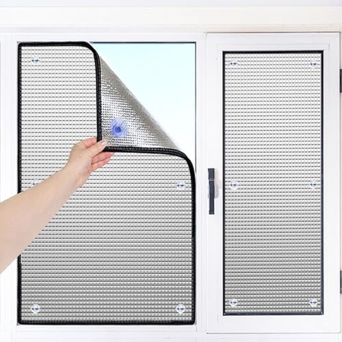 Wärmeisolierung Sonnenschutzfolie, Reflektierende Fensterfolie, Doppelte Aluminiumfolie Isolierfolie, 99% Uv-Schutz Sichtschutzfolie für Fenster Innen oder Außen(80x180cm) von AJTXCSFOQL
