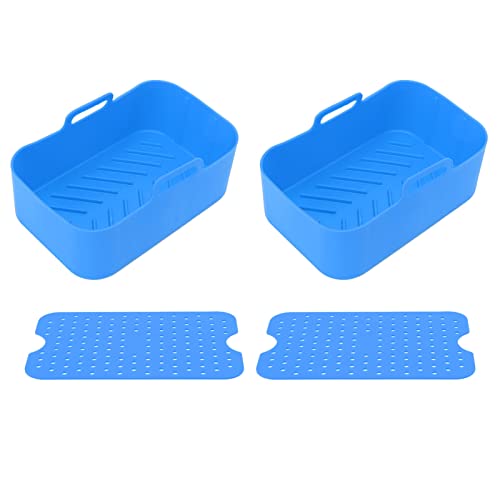 2 Sets Küchenbraten Silikonkorb und Matte wiederverwendbares nicht stock -Rechteck -Luftofenzubehör für DZ201 Foodi 8qt (Blau) von AJUNJIIL