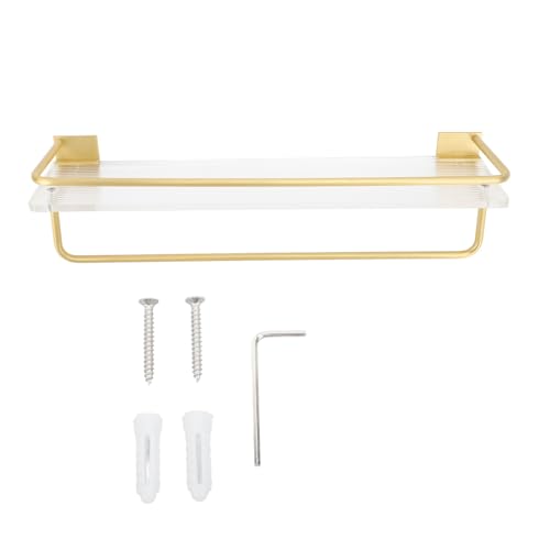 AJUNJIIL Dusch Caddy Wall Mount Organizer mit Handtuchbügel hoher Kapazität Rack Badezimmer Aluminiumstange (Gold) von AJUNJIIL