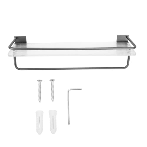 AJUNJIIL Dusch Caddy Wall Mount Organizer mit Handtuchbügel hoher Kapazität Rack Badezimmer Aluminiumstange (Grau) von AJUNJIIL