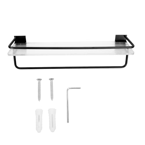 AJUNJIIL Dusch Caddy Wall Mount Organizer mit Handtuchbügel hoher Kapazität Rack Badezimmer Aluminiumstange (Schwarz) von AJUNJIIL