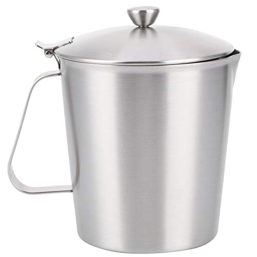 AJUNJIIL Für 304 Edelstahl, für Kaffee Latte Tasse, Verdickung der Messung, Milchschaum mit Skalierungsabdeckung (700 ml mit Deckung) von AJUNJIIL