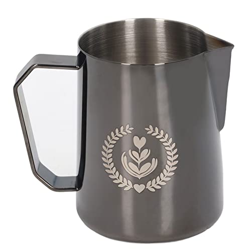 AJUNJIIL Für Adler, für Frothing Jug Pitcher, 600ml Lebensmittel qualität Edelstahl, Milch schäumer (Schwarz) von AJUNJIIL