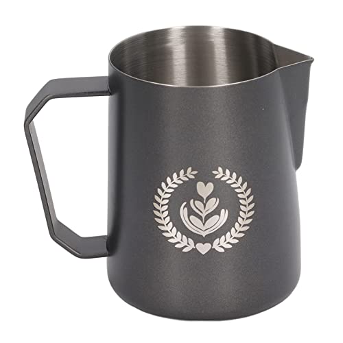 AJUNJIIL Für Adler, für Frothing Jug Pitcher, 600ml Lebensmittel qualität Edelstahl, Milch schäumer (Silberschwarz) von AJUNJIIL