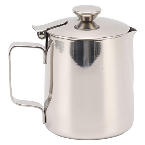 AJUNJIIL Für Edelstahl, für Cappuccino, Milch schäumer, Kaffeeschaum behälter mit Deckel (350 ml) von AJUNJIIL