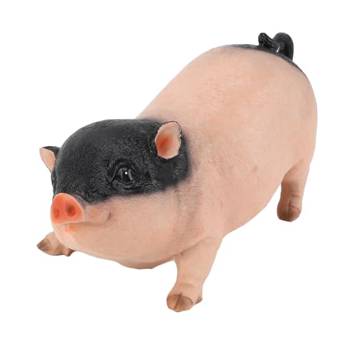 AJUNJIIL Süße lebensechte Schweinegartenstatue Exquisite Harzfigur für Innendekoration im Freien 26 cm (Multi -Farbe) von AJUNJIIL