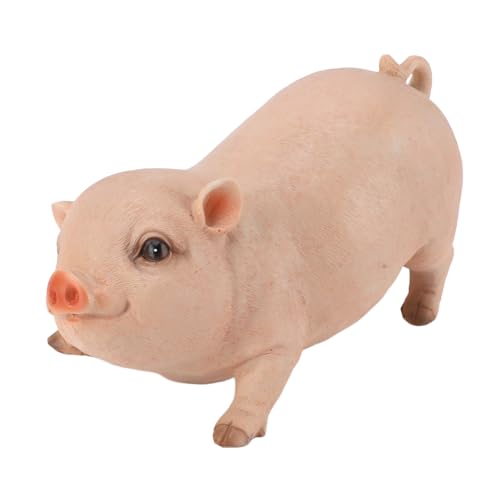 AJUNJIIL Süße lebensechte Schweinegartenstatue Exquisite Harzfigur für Innendekoration im Freien 26 cm (Rosenate) von AJUNJIIL