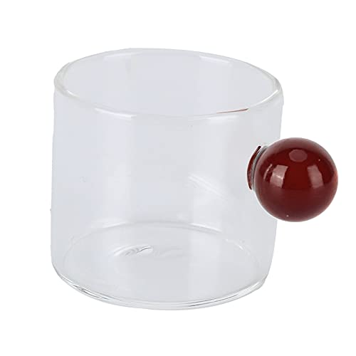 AJUNJIIL Teetasse Glas Becher transparent hitzebeständiger Glas Kaffeetasse mit Kugelgriff 120 ml (Brauner Griff) von AJUNJIIL
