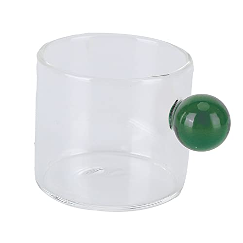 AJUNJIIL Teetasse Glas Becher transparent hitzebeständiger Glas Kaffeetasse mit Kugelgriff 120 ml (Grün) von AJUNJIIL