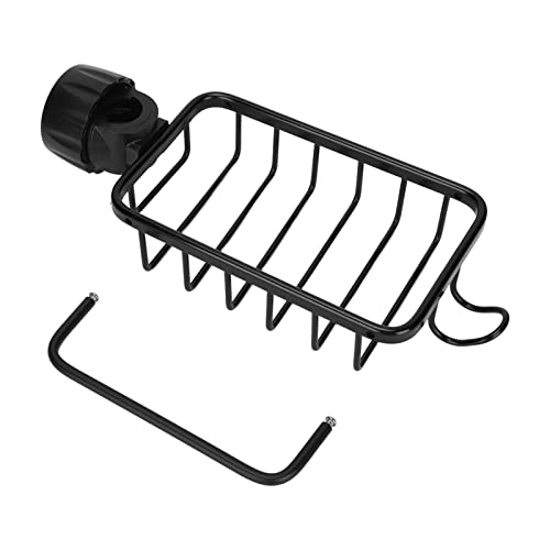 AJUNJIIL Wasserhahnschwamm Halter Lagerregal mit Handtuchschelf für Küchenspüle (Schwarz) von AJUNJIIL