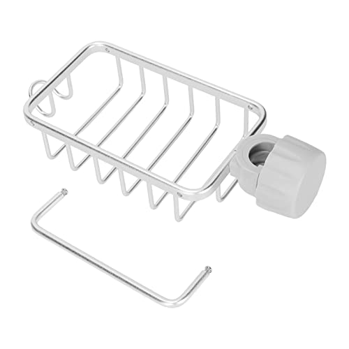 AJUNJIIL Wasserhahnschwamm Halter Lagerregal mit Handtuchschelf für Küchenspüle (Silber) von AJUNJIIL