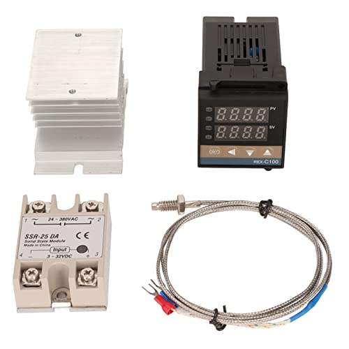 Digital PID Thermostat Luftheizungstemperaturregler K Thermoelement SSR Kühlkörper 100V 240 V für Farm Hähnchenofenheizung (25a) von AJUNJIIL