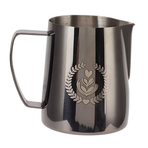 Für 304 Edelstahl für Kaffeekunstbecher, 350 ml, spitze Mund, für den Heimgebrauch (Schwarz) von AJUNJIIL