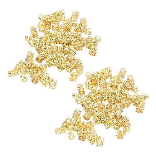 Für Legierungen, für Dreadlocks Haarringe - 200pcs - hohlause exquisite Muster - Haarflechten Schmuckspulen (Gold) von AJUNJIIL