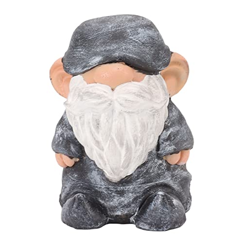 Garten GNOME Harz Struktur stabile Retro-Hof Patio Figur (Flacher Kopfgrau Schwarz) von AJUNJIIL