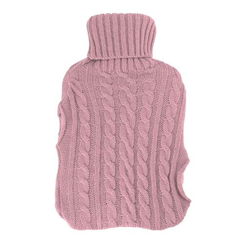Gummi heißer Wasserbeutel Explosionssicheres Wasser injiziertes Handwärmungsbeutel Strickabdeckung groß (Rosa) von AJUNJIIL