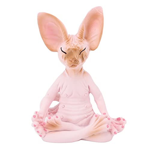Katzenmeditierstatue, Sammlerfiguren mit lebhaften Details, Home Office Yoga Room Ornamente e (Rosa) von AJUNJIIL