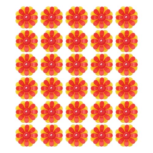 Kolibri-Feeder Ersatz Blumen Bunte Vogel-Feeder-Häfen Einfach sauber Garten (Gelb + rot (mit rotem Kern)) von AJUNJIIL