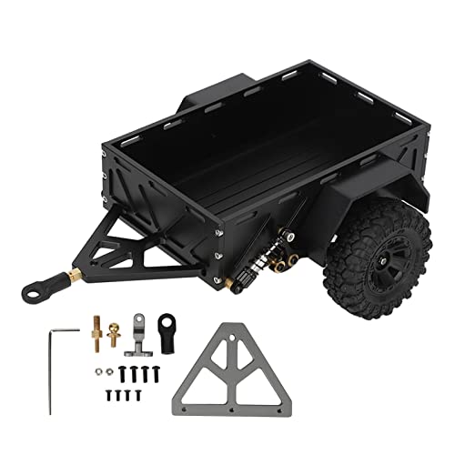 RC Car Hitch Trailer Aluminiumlegierung Antislip Gummi -Reifen rostfrei für Traxxas 1/18 RC -Auto (Schwarz) von AJUNJIIL