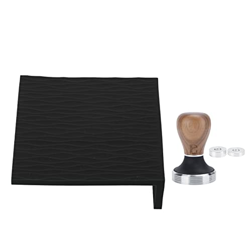 Silikon -Kaffee -Manipulationsmatte Edelstahl mit Holz für Heimküche (Black) von AJUNJIIL