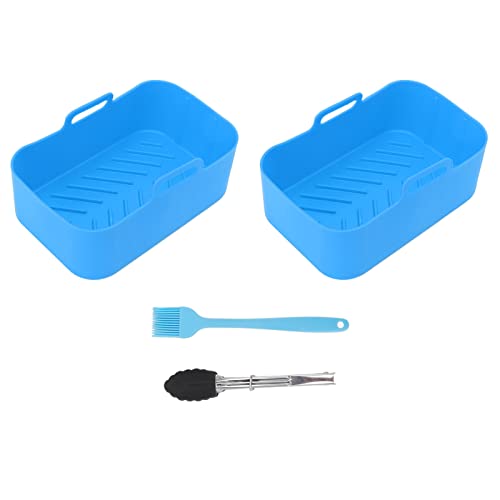 Silikonluftkocher Pot Fryer Dual Fryer Pinsel Clip Cooking Accessoires 19.5x12.7x7cm (Blau) von AJUNJIIL