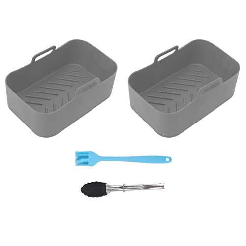 Silikonluftkocher Pot Fryer Dual Fryer Pinsel Clip Cooking Accessoires 19.5x12.7x7cm (Grau) von AJUNJIIL