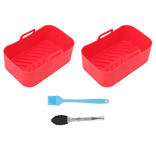 Silikonluftkocher Pot Fryer Dual Fryer Pinsel Clip Cooking Accessoires 19.5x12.7x7cm (Rot) von AJUNJIIL