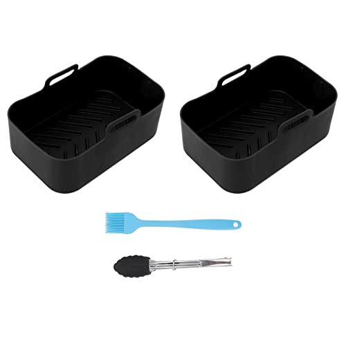 Silikonluftkocher Pot Fryer Dual Fryer Pinsel Clip Cooking Accessoires 19.5x12.7x7cm (Schwarz) von AJUNJIIL