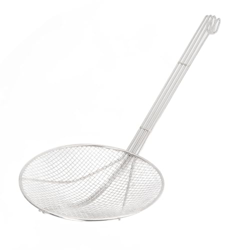 Skimmer Löffel Langer Griff Edelstahl Fine Mesh Drahtsieb Kelle mit Haken zum Kochen Braten (24 cm) von AJUNJIIL