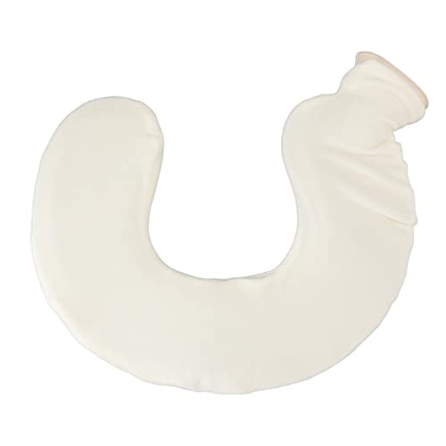 U -formte heiße Wasserflasche warmer Hals weicher Gummi heißer Wasserbeutel mit abnehmbarer Stoffabdeckung zur Reiserelief (Beige) von AJUNJIIL